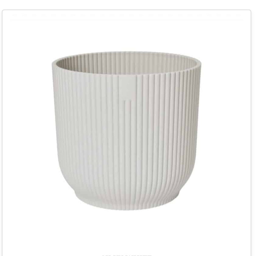 Elho Vibes silky white ribbed cover pots