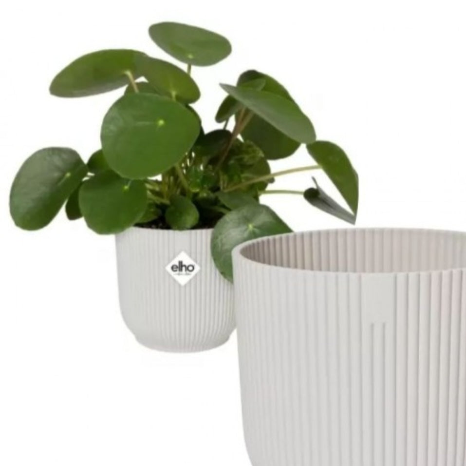 Elho Vibes silky white ribbed cover pots