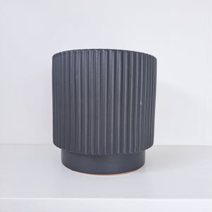 Ceramic Ribbed Connor Cover Pots - Black